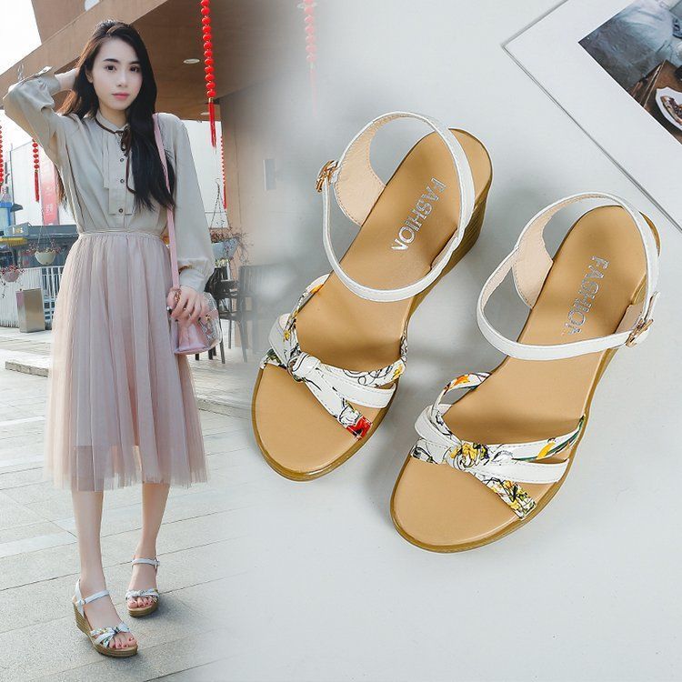 Shoes Wedge Sandals Wmen's High Heels Thick Heel Non-slip Fish Mouth Student Shoes