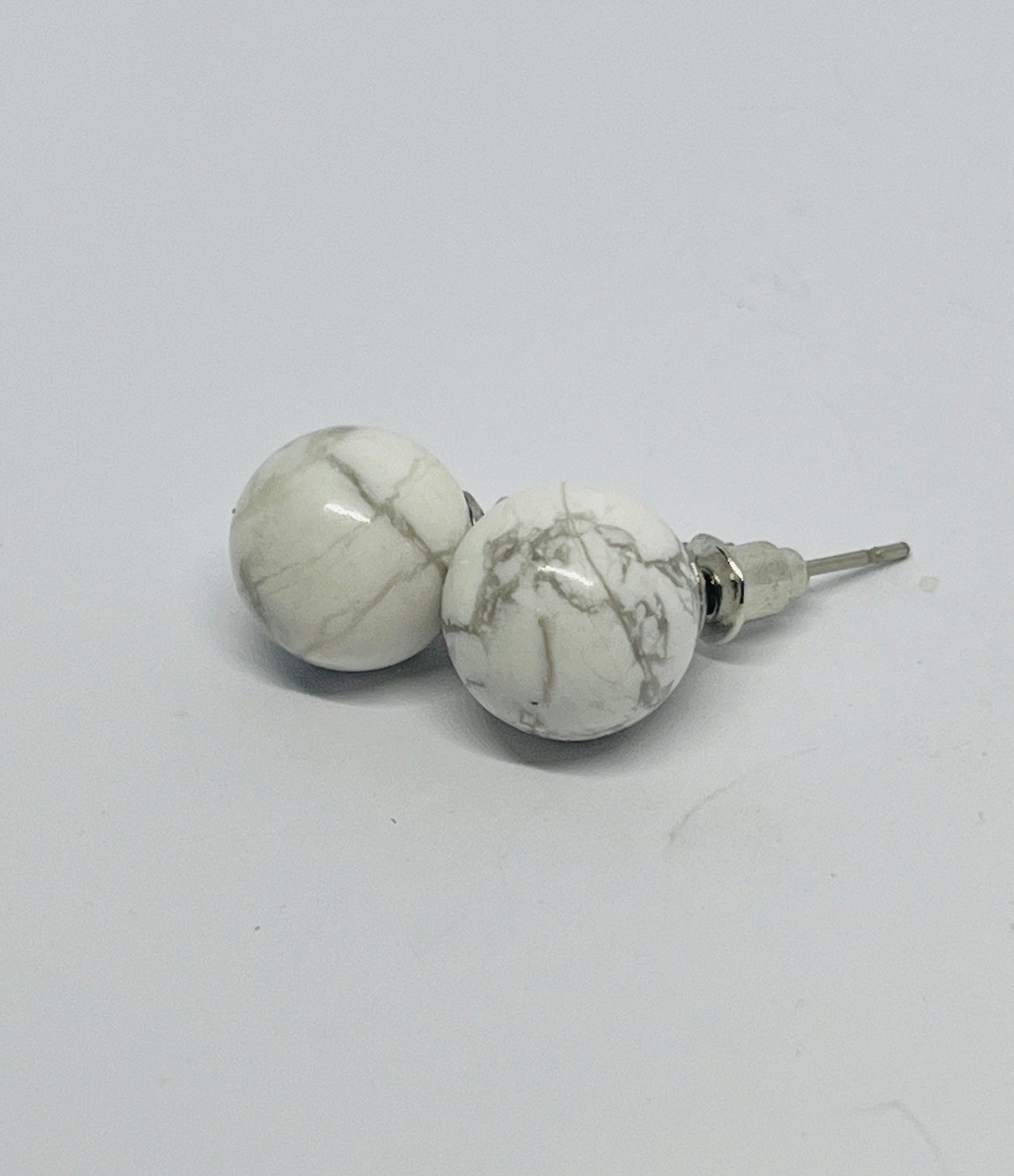 White Howlite studs