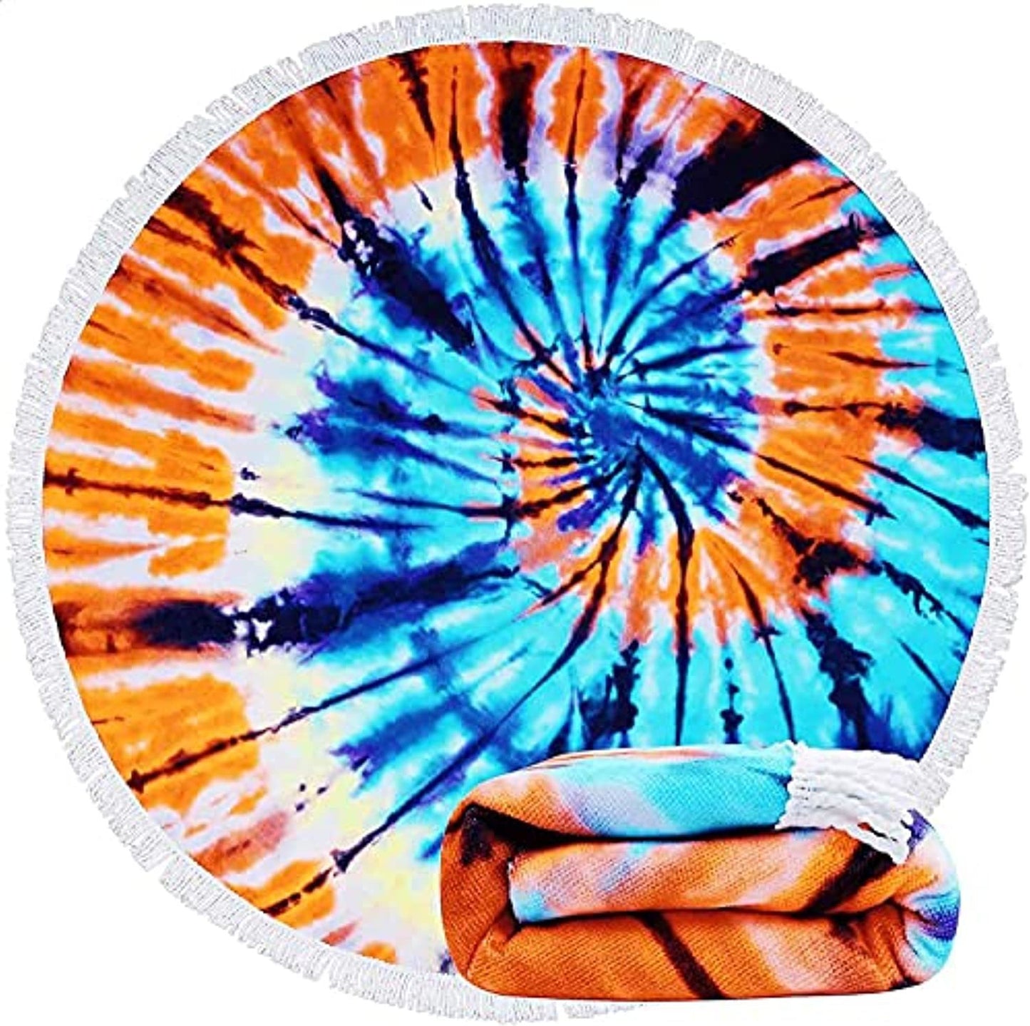 Large Floral Boho Round 60 Inch Thick Absorbent Quick Dry Beach Bath Towel Blanket