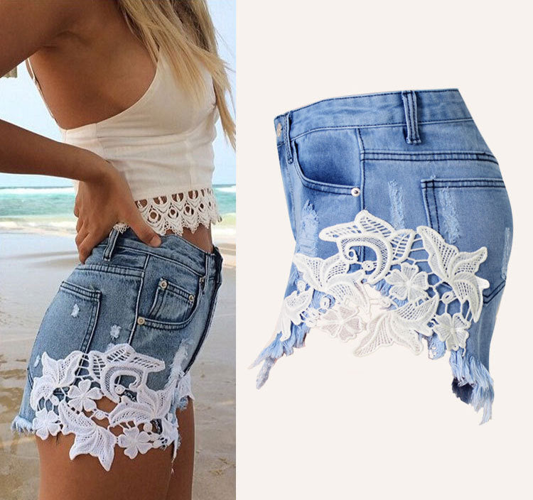 High Waist Lace Beach Resort Boho Ladies Shorts