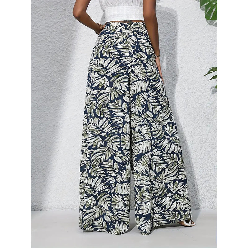 Palazzo Pants For Women Casual High Waist Printed Wide Leg Pant Trendy Boho Trousers Fashion Beach Outfits