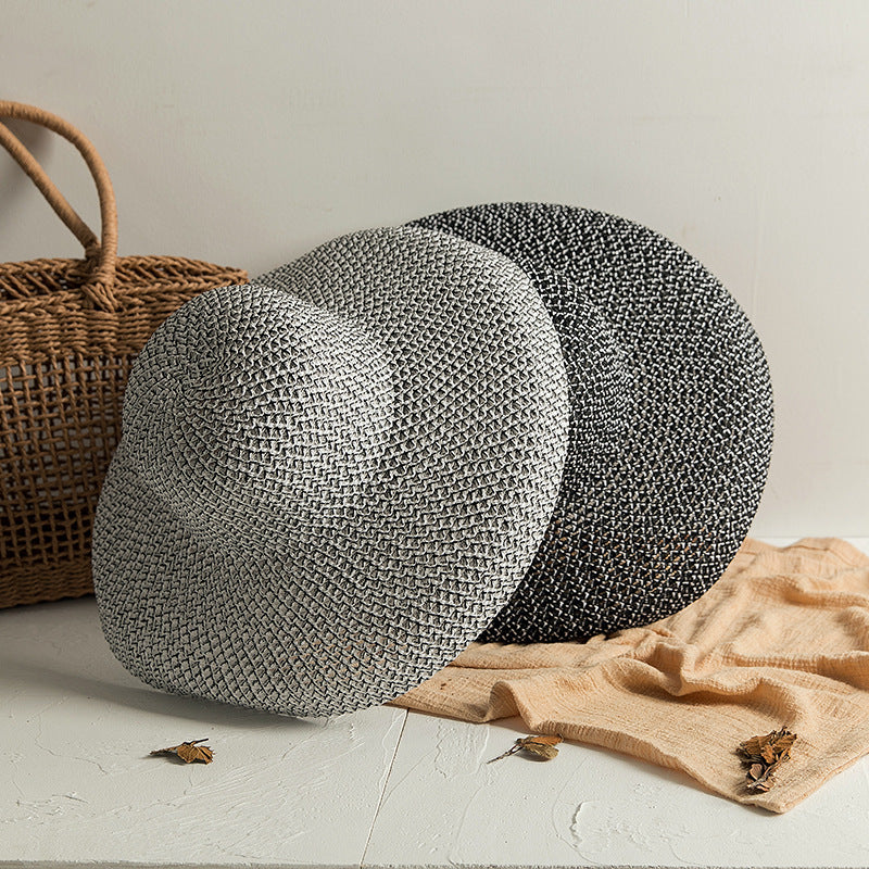 Retro Round Top Big Straw Hat Ladies Sun Hats Travel