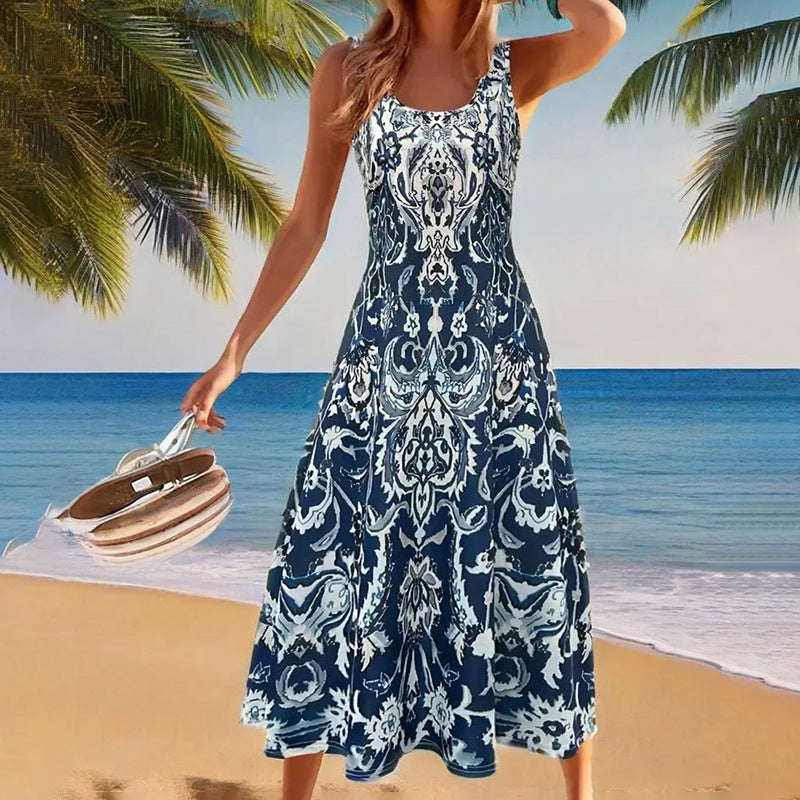 Women Floral Summer Maxi Dress Casual Beach Printed Sleeveless Boho Flowy Tank Sundress