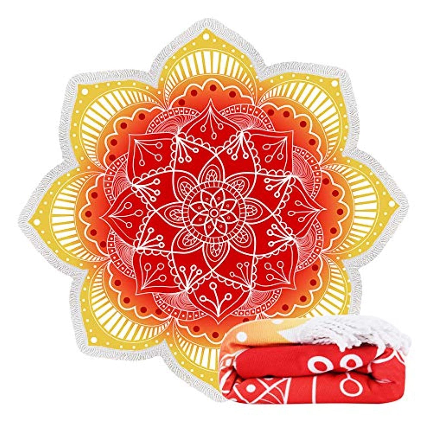 Large Floral Boho Round 60 Inch Thick Absorbent Quick Dry Beach Bath Towel Blanket