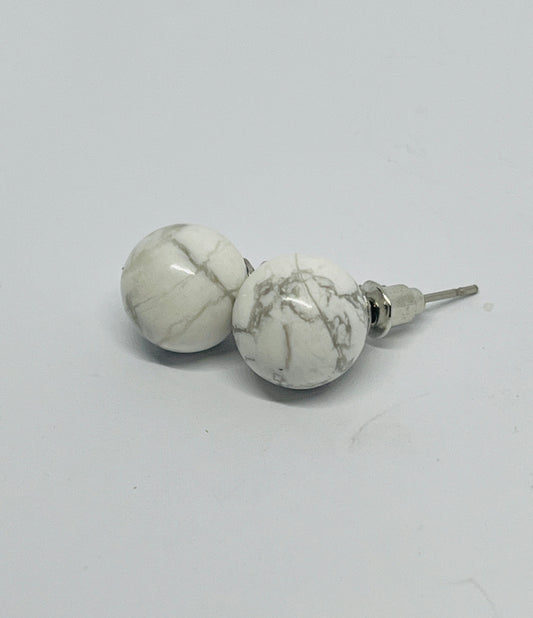 White Howlite studs