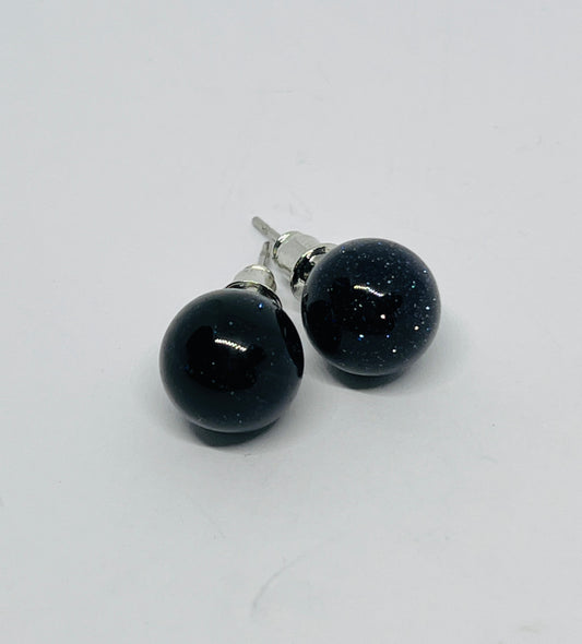 Obsidian glitter stud