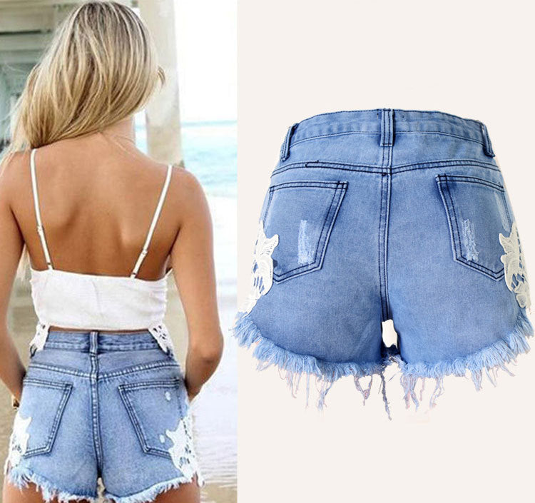 High Waist Lace Beach Resort Boho Ladies Shorts