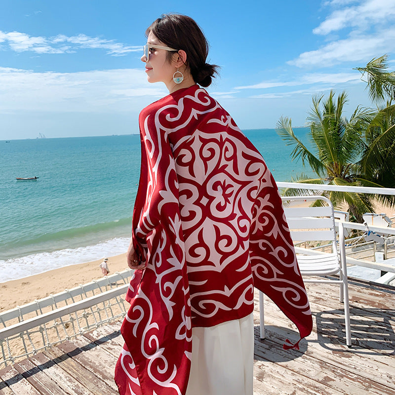 Sun-proof All-matching Shawl Beach Travel Dual-use Outdoor Beach Towel