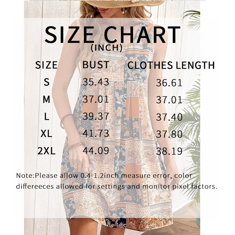 Women's Summer Dress Sleeveless Floral Boho Sundress Swimsuit Coverup Casual Loose Beach Vacation Tank Dresses