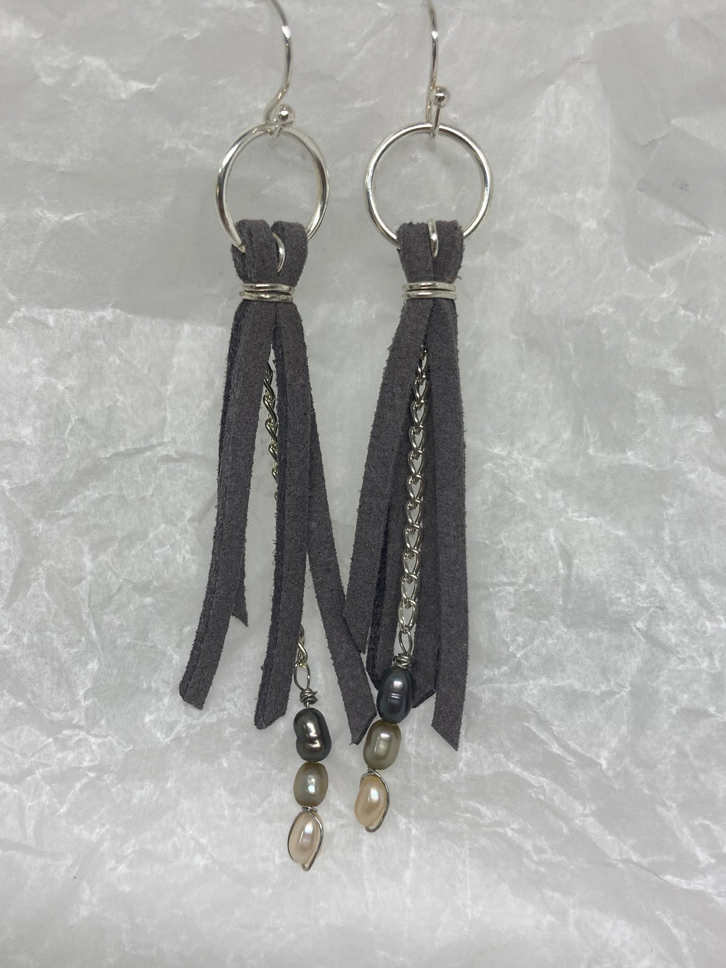 Grey Suede Earrings