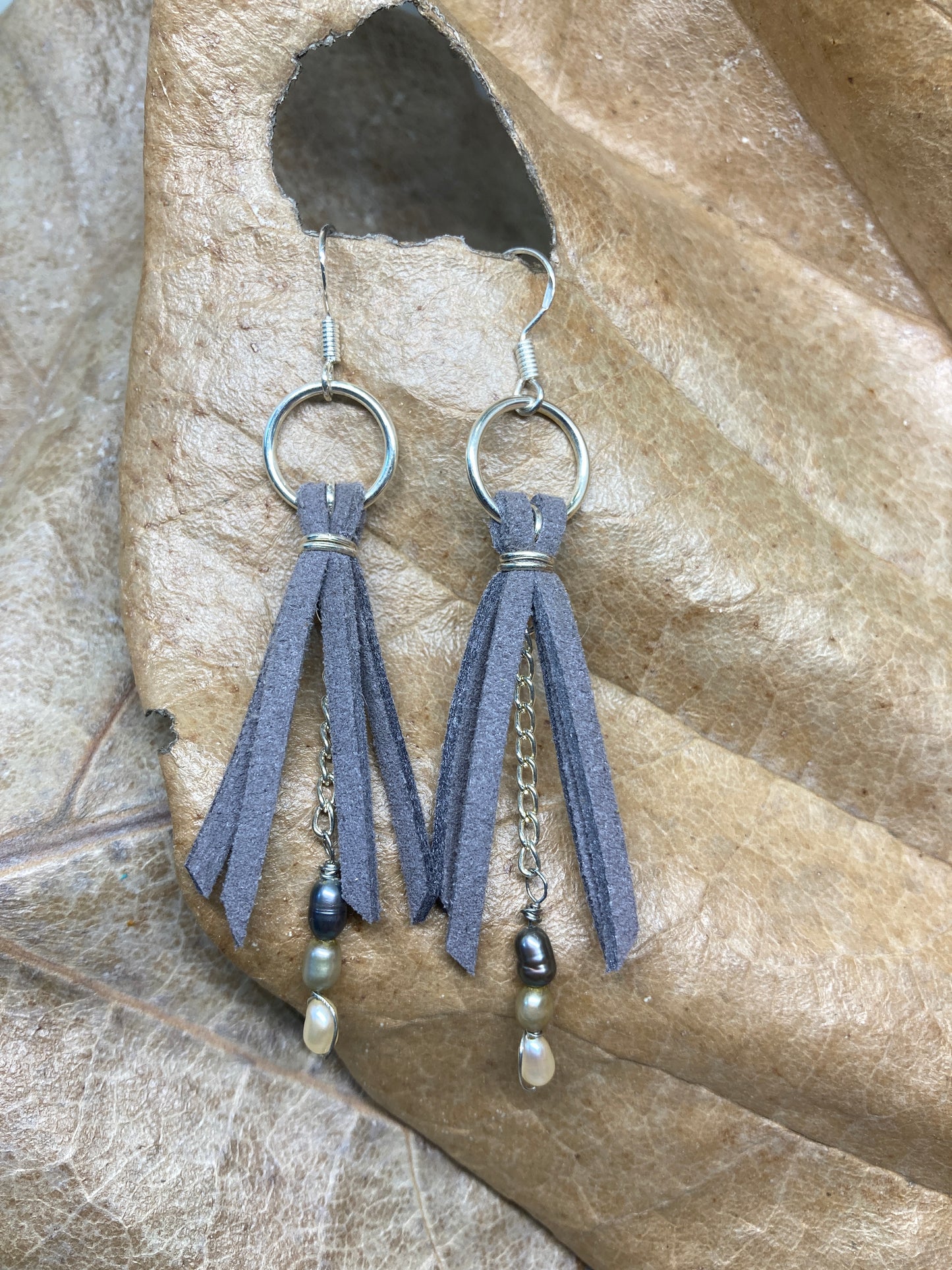 Grey Suede Earrings
